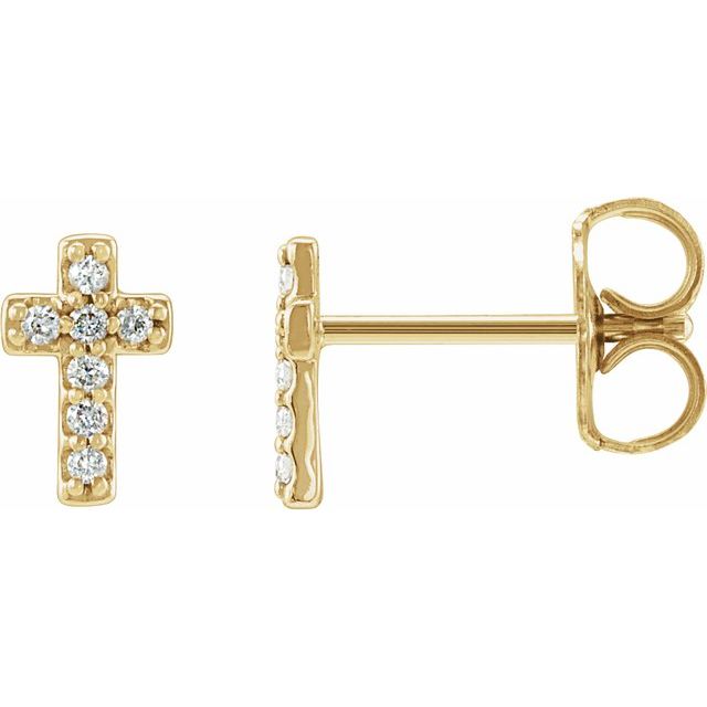 14K .06 CTW Natural Diamond Cross Earrings