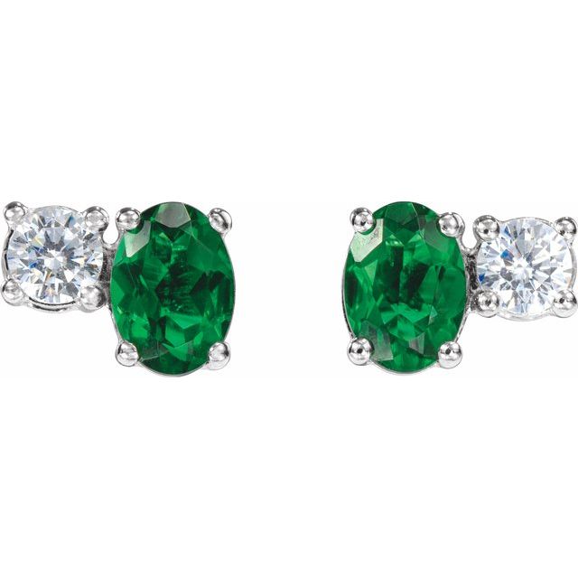 14K Lab-Grown Emerald & 1/2 CTW Lab-Grown Diamond Earrings