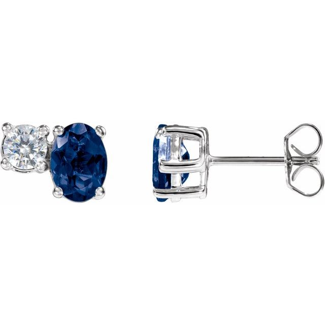 14K Lab-Grown Blue Sapphire & 1/2 CTW Lab-Grown Diamond Earrings