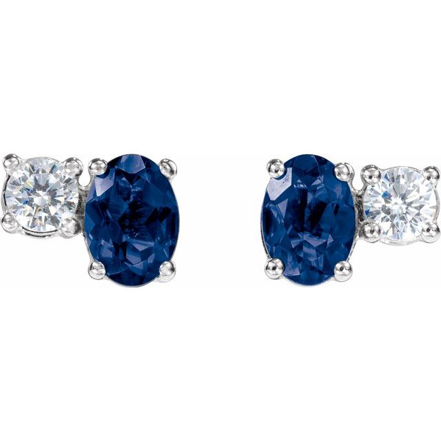 14K Lab-Grown Blue Sapphire & 1/2 CTW Lab-Grown Diamond Earrings