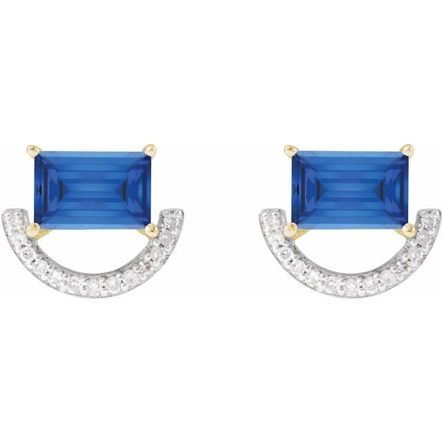 Rhodium-Plated 14K Imitation Blue Sapphire & 3/4 CTW Natural Diamond Earrings