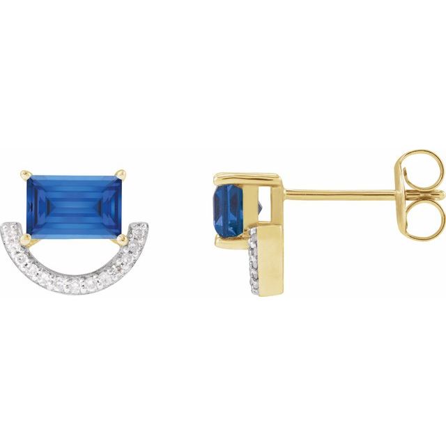 Rhodium-Plated 14K Imitation Blue Sapphire & 3/4 CTW Natural Diamond Earrings