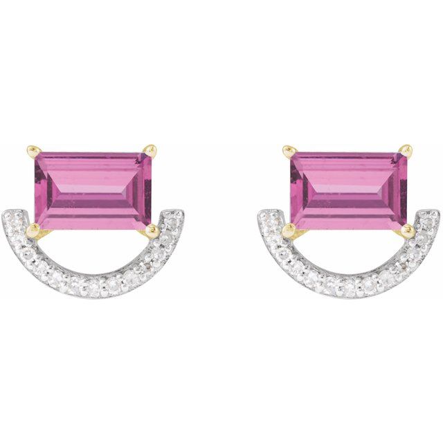 Rhodium-Plated 14K Imitation Pink Sapphire & 3/4 CTW Natural Diamond Earrings