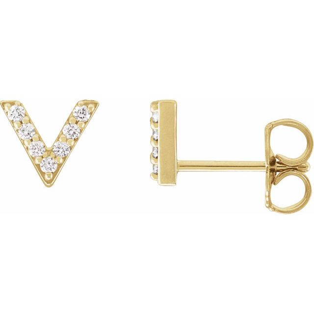 14K 1/10 CTW Natural Diamond V Earrings
