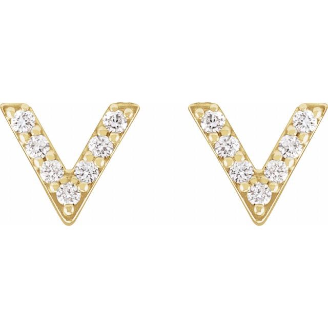 14K 1/10 CTW Natural Diamond V Earrings