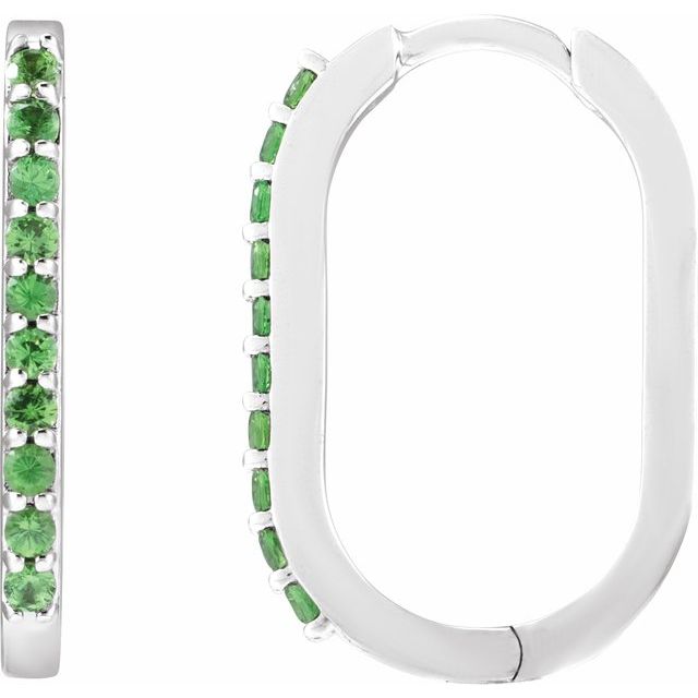 14K Natural Tsavorite Garnet Hoop Earrings
