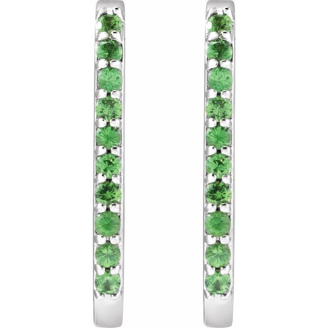 14K Natural Tsavorite Garnet Hoop Earrings