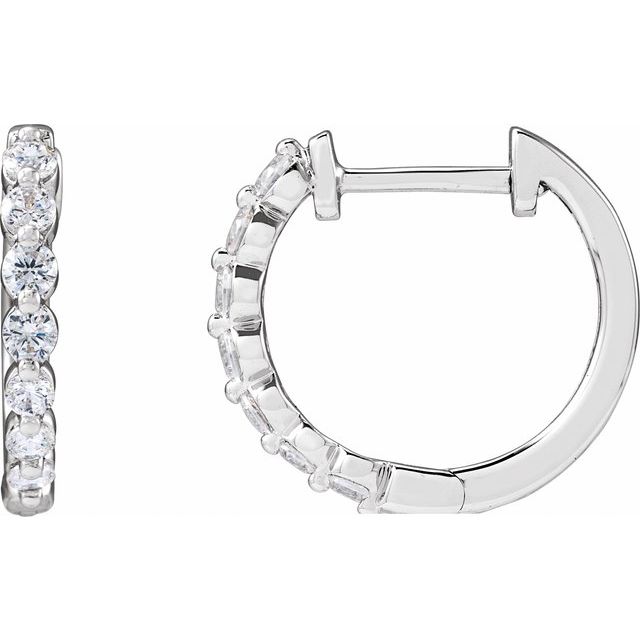14K 1/2 CTW Lab-Grown Diamond Hoop Earrings