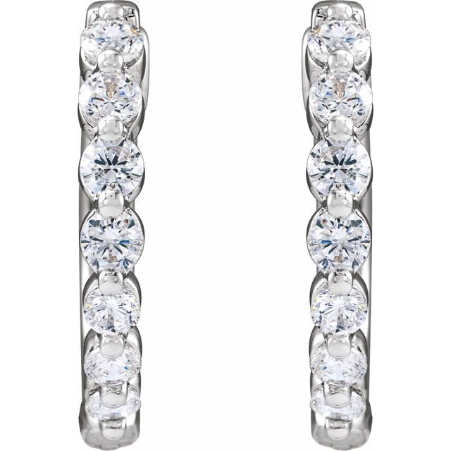 14K 1/2 CTW Lab-Grown Diamond Hoop Earrings