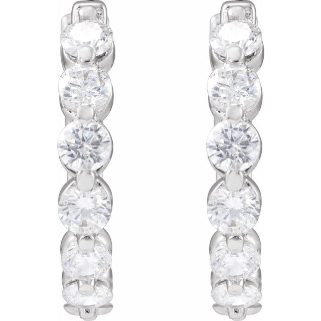 14K 1 CTW Lab-Grown Diamond Hoop Earrings