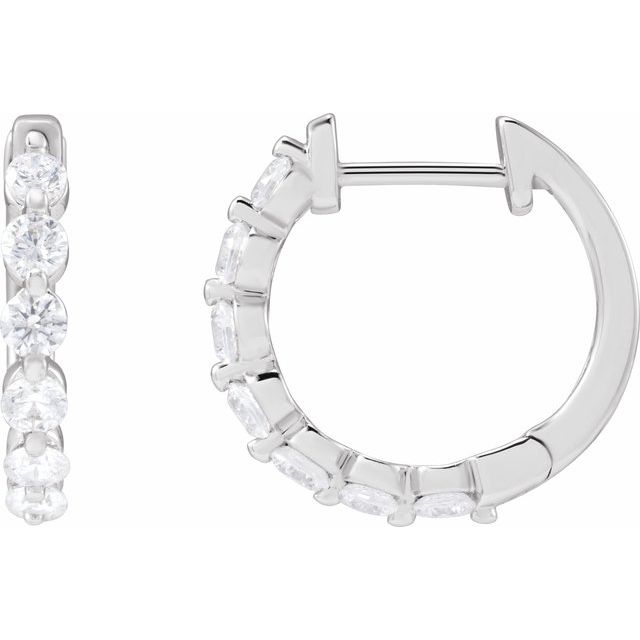 14K 3/4 CTW Lab-Grown Diamond Hoop Earrings