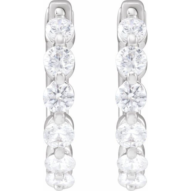 14K 3/4 CTW Lab-Grown Diamond Hoop Earrings