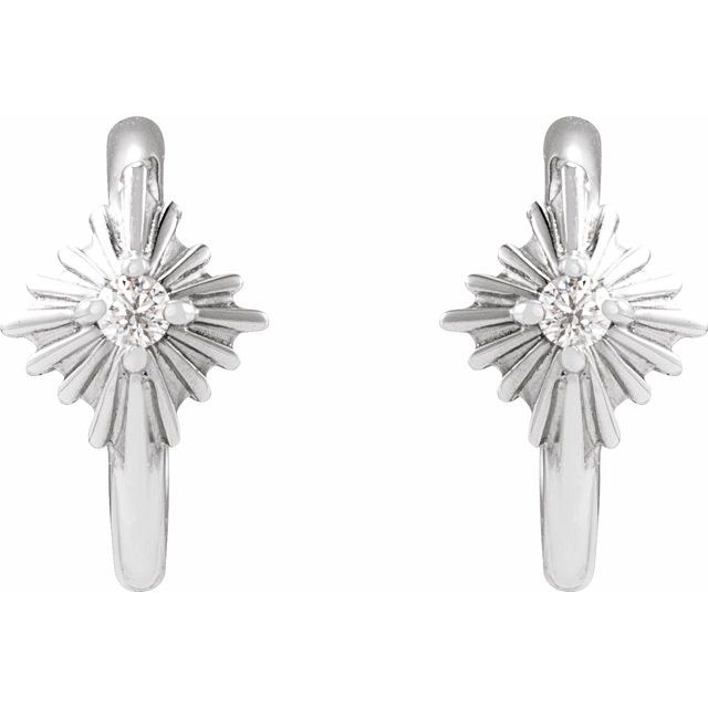 14K .03 CTW Natural Diamond Star Hoop Earrings