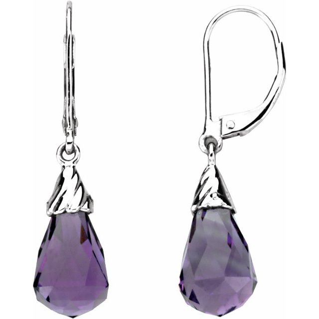 14K Briolette Natural Amethyst Earrings