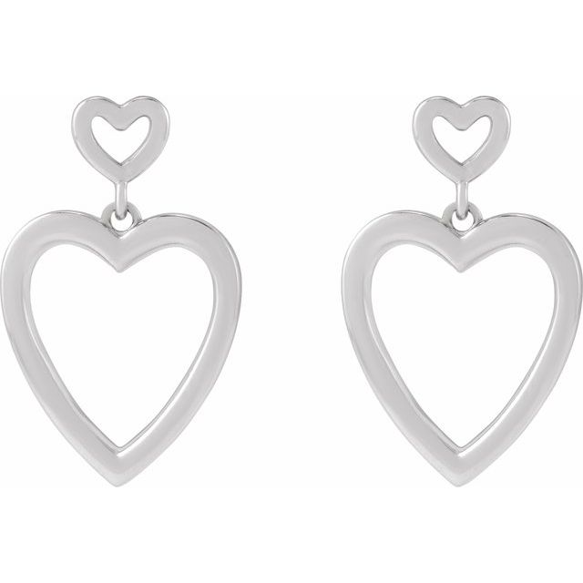 14K Dangle Heart Earrings