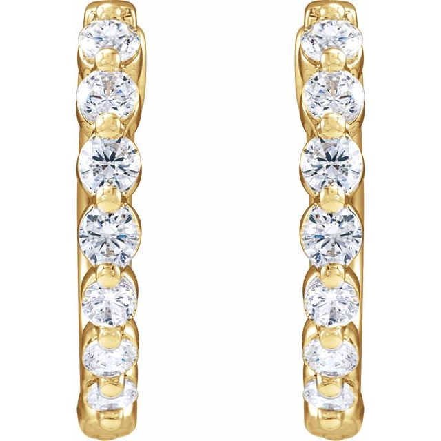 14K 1/2 CTW Lab-Grown Diamond Hoop Earrings