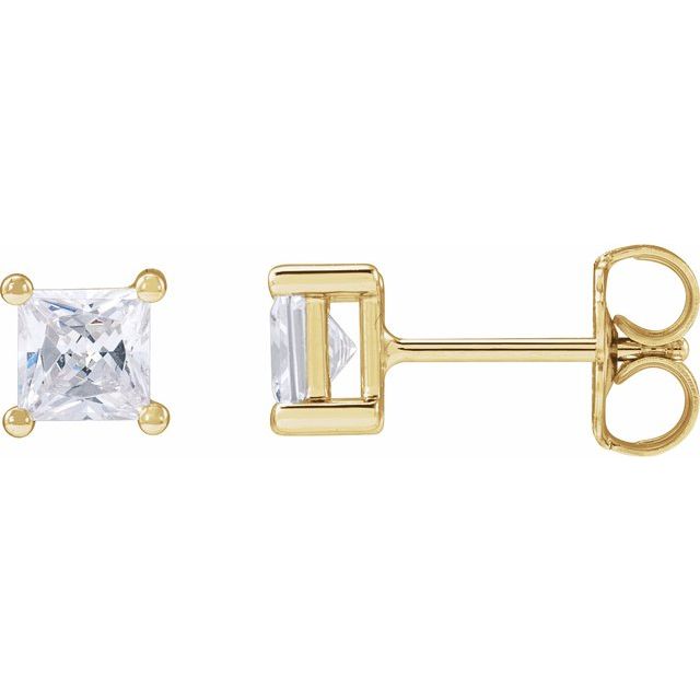14K Square 1/10 CTW Lab-Grown Diamond Earrings