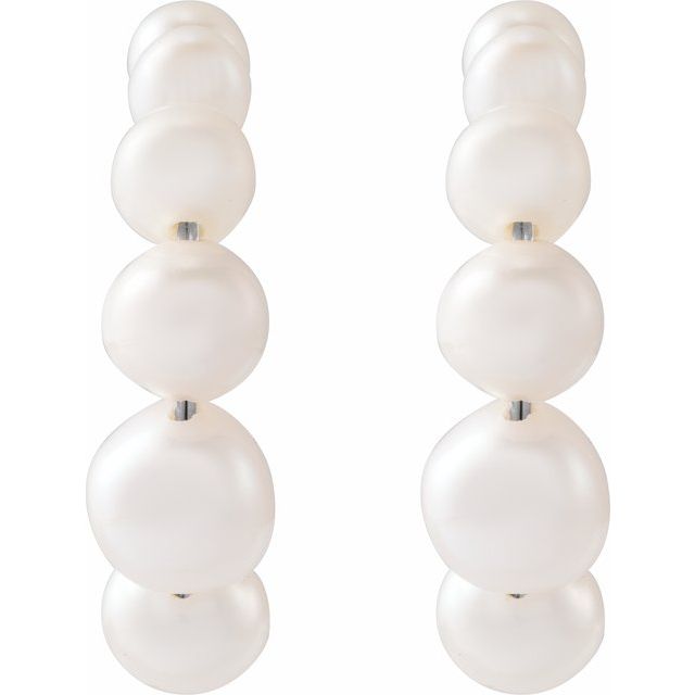 Sterling Silver Cultured Freshwater Pearl Hoop Earrings