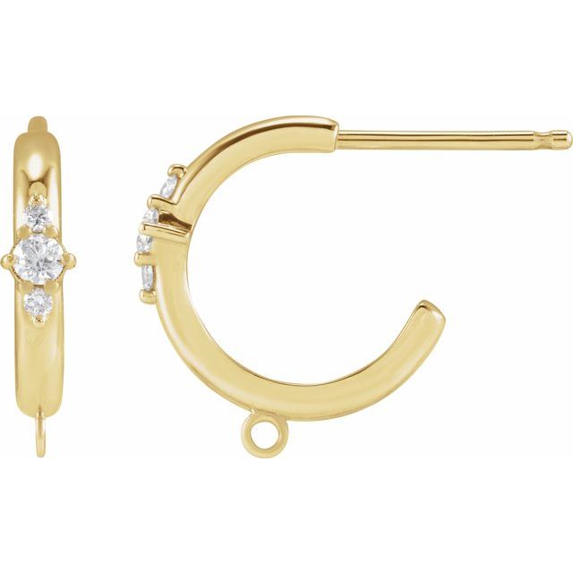 14K .04 CTW Natural Diamond Hoop Earring Top