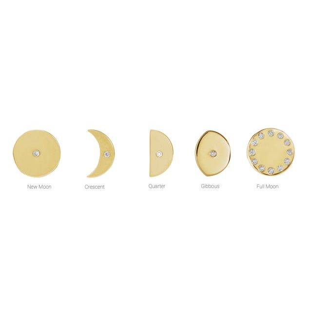 14K .05 CTW Natural Diamond Full Moon Phase Earring