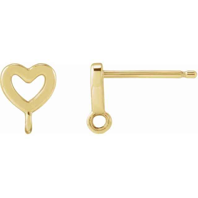 14K Heart Earring Top