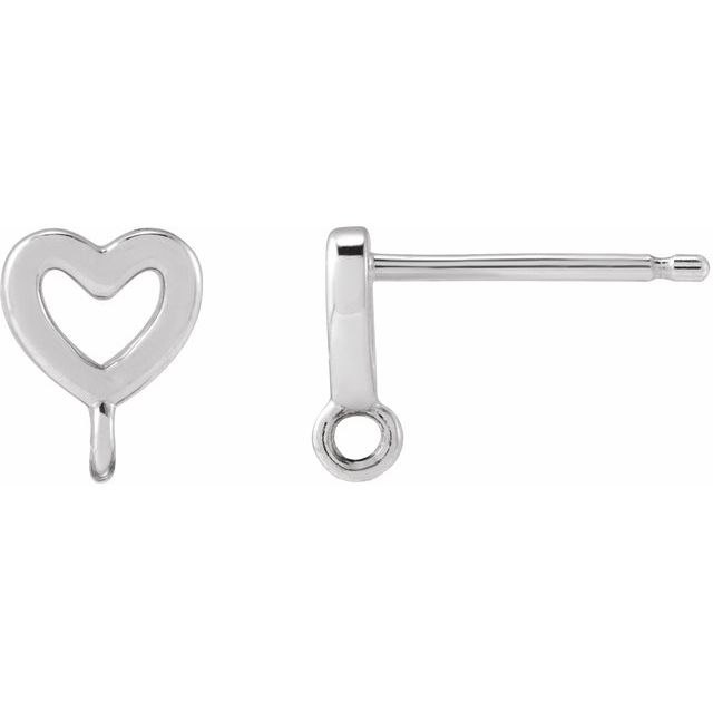 Sterling Silver Heart Earring Top