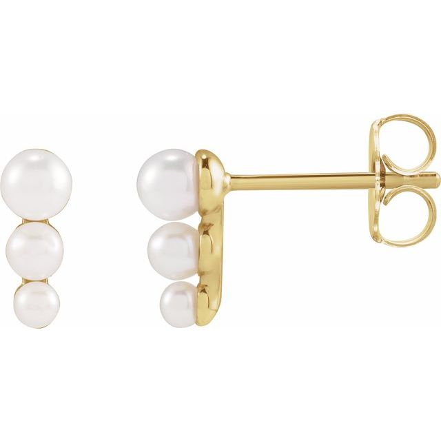 14K Graduated Cultured Freshwater Pearl Earrings