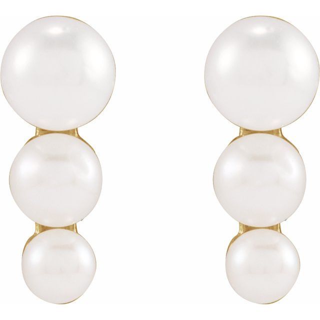 14K Graduated Cultured Freshwater Pearl Earrings