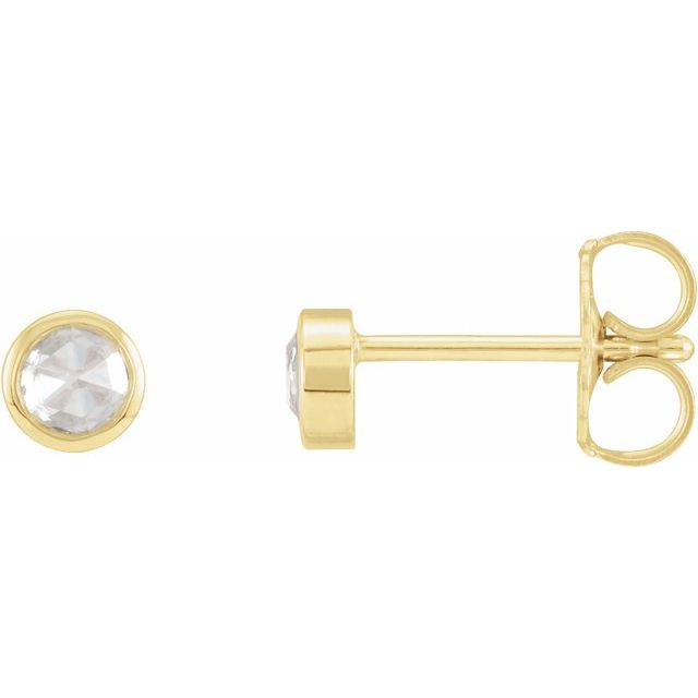 14K .03 CTW -Cut Natural Diamond Bezel-Set Earrings