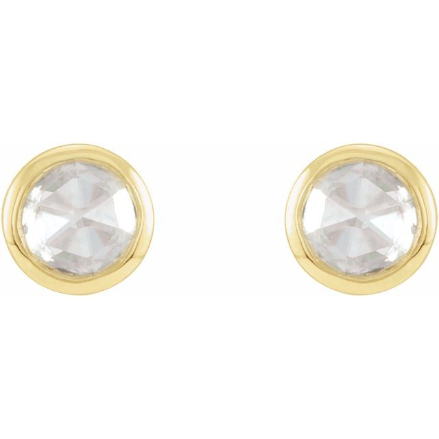 14K .03 CTW -Cut Natural Diamond Bezel-Set Earrings