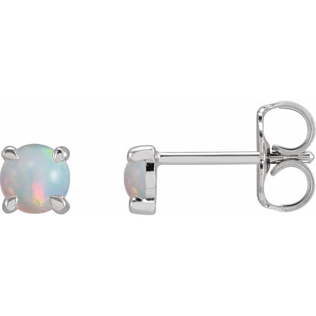 14K Natural Opal Cabochon Stud Earrings
