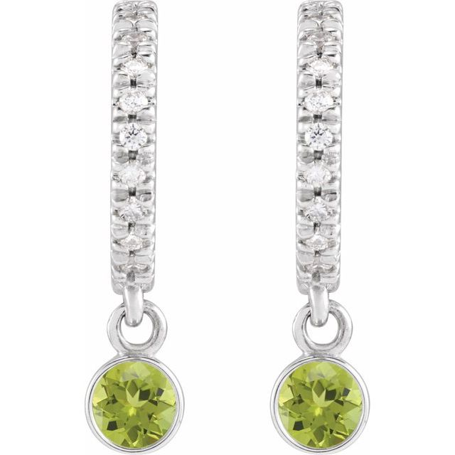 14K Natural Peridot & .08 CTW Natural Diamond French-Set Hoop Earrings