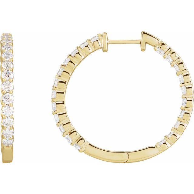 14K 3 CTW Lab-Grown Diamond Inside-Outside Hinged Hoop Earrings