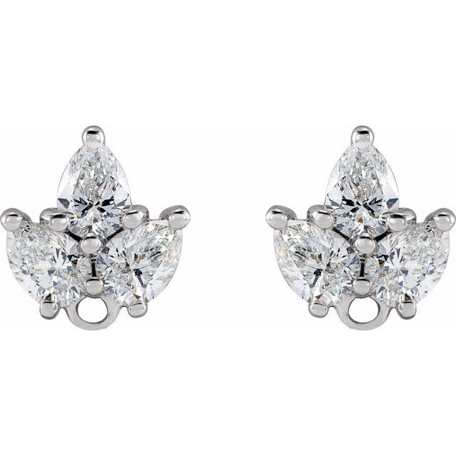 14K 3/8 CTW Natural Diamond Cluster Earring Top
