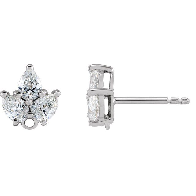 14K 3/8 CTW Natural Diamond Cluster Earring Top