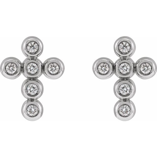 14K Imitation Cubic Zirconia Cross Earrings