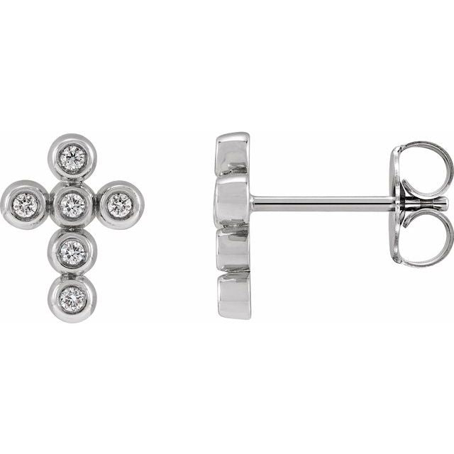 14K Imitation Cubic Zirconia Cross Earrings