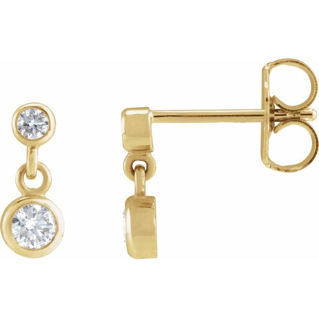 14K 1/4 CTW Natural Diamond Two-Stone Earrings