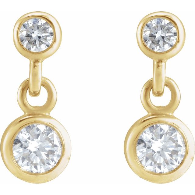 14K 1/4 CTW Natural Diamond Two-Stone Earrings