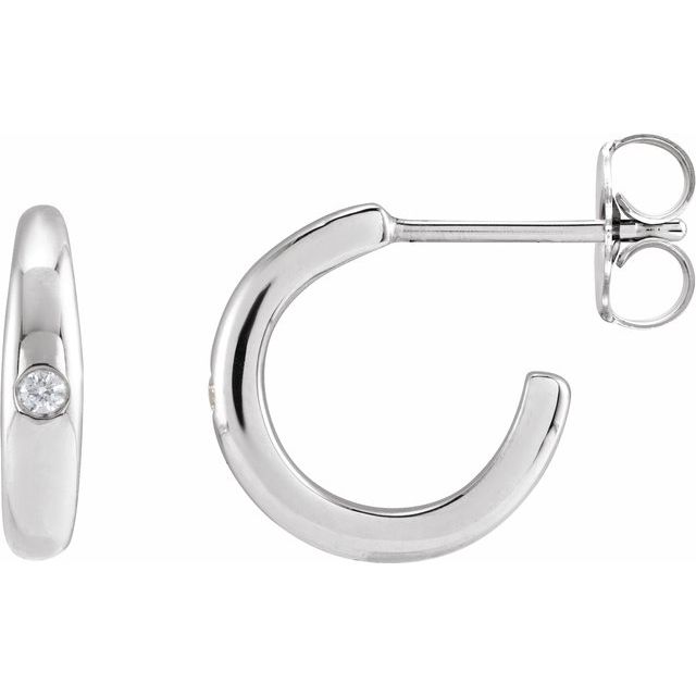 14K .03 CTW Natural Diamond Hoop Earrings