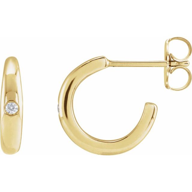 14K .03 CTW Natural Diamond Hoop Earrings