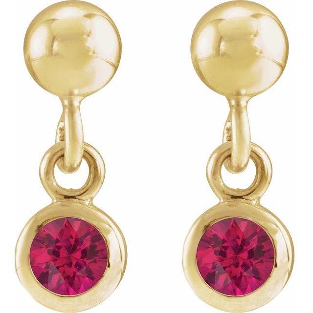 14K Natural Ruby Bezel-Set Earrings