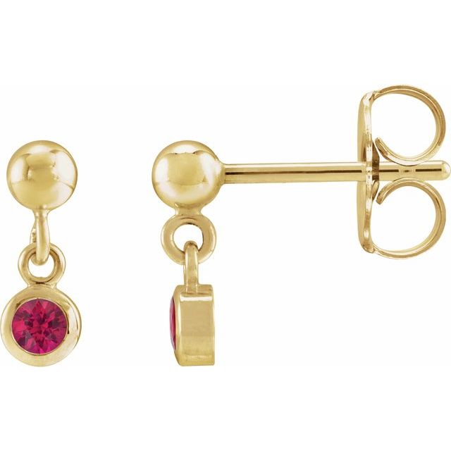 14K Natural Ruby Bezel-Set Earrings