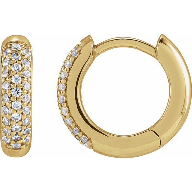 14K 1/4 CTW Lab-Grown Diamond Hinged Hoop Earrings