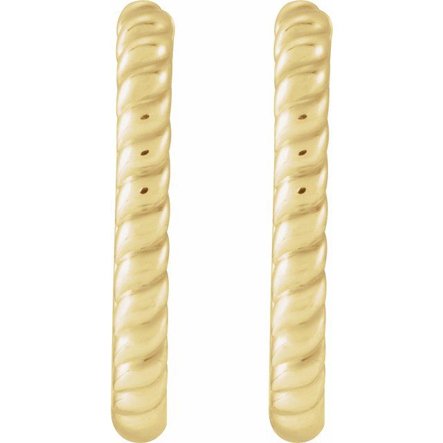 14K Elongated Oval Rope Hoop Earring