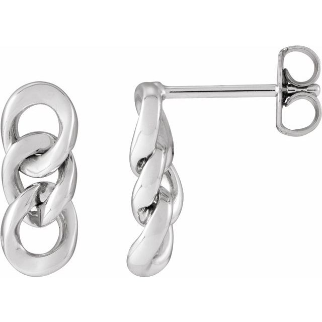 Sterling Silver Curb Chain Link Earrings
