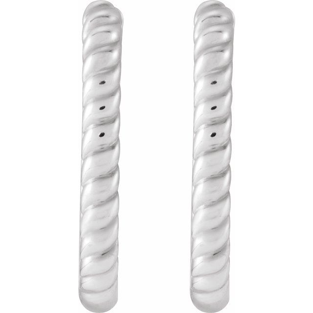 Sterling Silver Elongated Oval Rope Hoop Earrings