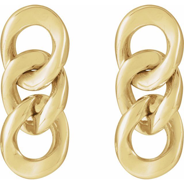 14K Curb Chain Link Earrings