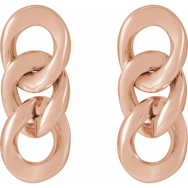 14K Curb Chain Link Earrings