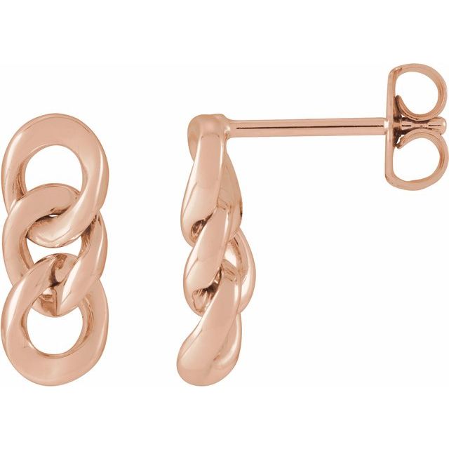 14K Curb Chain Link Earrings